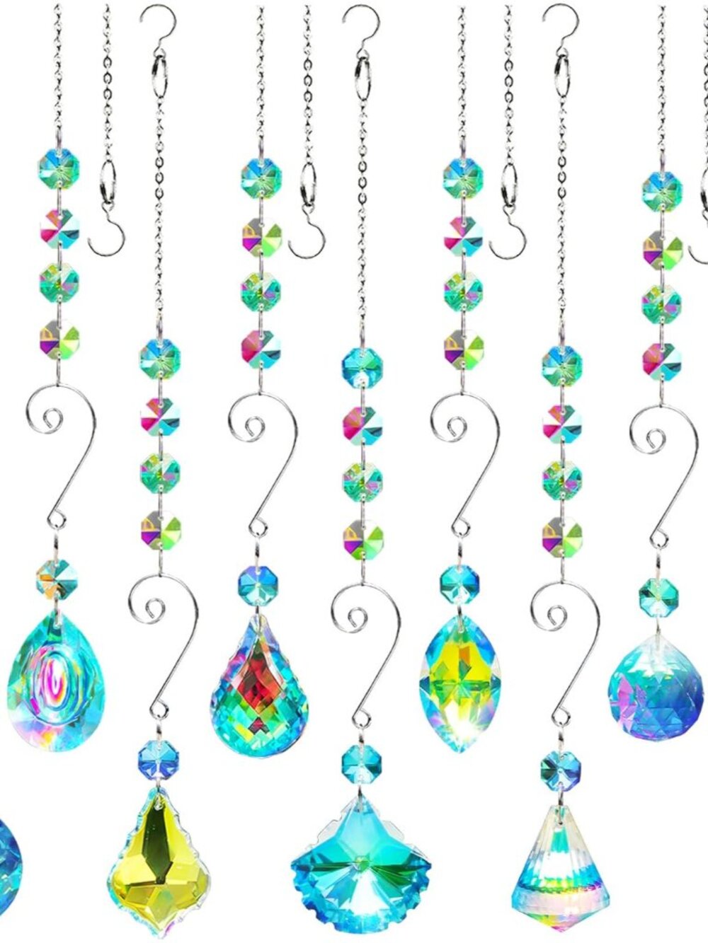 9 Pieces Sun Catchers Indoor Window, Suncatcher Crystal Prisms Hanging